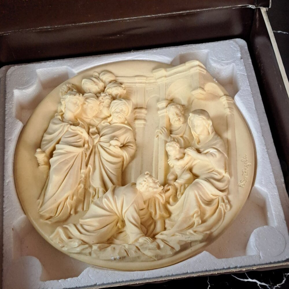 Bradex Italy Alabaster Collector Plate "L'Adorazione Dei Magi"